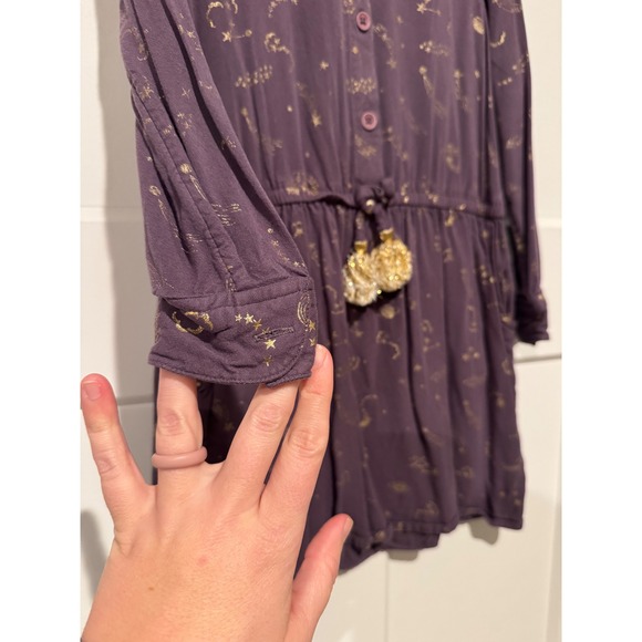 Boden Girls Purple Constellation Print Button Front Dress with Tie Size 6-7 - Picture 2 of 7